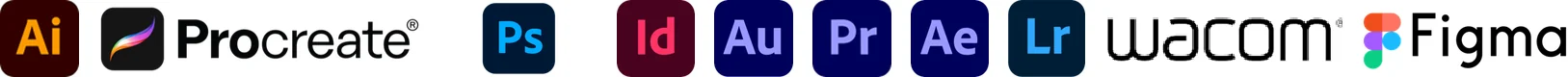 Logos de tecnologías de diseño gráfico